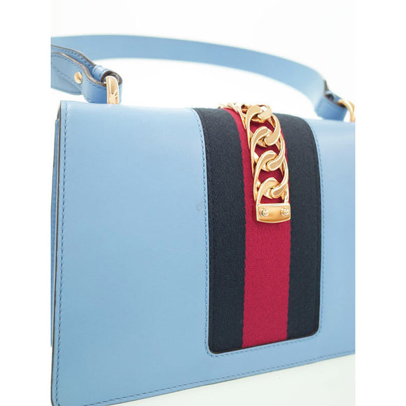 Gucci Sylvie Shoulder Bag Leather Blue - Picture 4 of 9